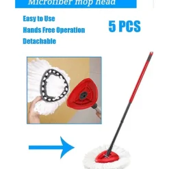 5-pack mopphuvuden, ersättningshuvud för roterande mopp, mopprefill kompatibel med Vileda triangulära roterande moppar, roterande mopprefill i mikrofiber | Fyndiq