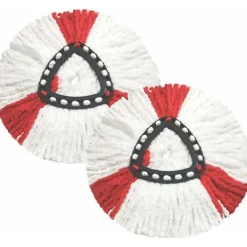 Best 2-pack mopphuvuden kompatibla med Vileda 2-i-1 Turbo mopphuvud, mikrofiber, röd, vit.