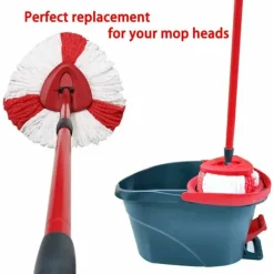Best 2-pack mopphuvuden kompatibla med Vileda 2-i-1 Turbo mopphuvud, mikrofiber, röd, vit.