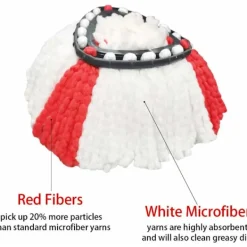 Best 2-pack mopphuvuden kompatibla med Vileda 2-i-1 Turbo mopphuvud, mikrofiber, röd, vit.