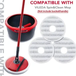Outlet 3-pack mopprefiller för Vileda Spin and Clean mopp – tvättbara och återanvändbara mikrofibermopphuvuden