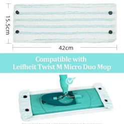 2-pack Mopöverdrag Ersättningshuvud Mikrofiber för Leifheit All Mop Handtag