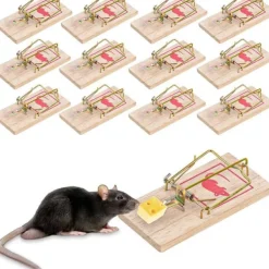 New 12-pack Musfällor, Råttfälla, Återanvändbar Trämusfälla - Storlek 10*4,5*0,6 cm, Vikt: 30 g