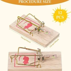 New 12-pack Musfällor, Råttfälla, Återanvändbar Trämusfälla - Storlek 10*4,5*0,6 cm, Vikt: 30 g