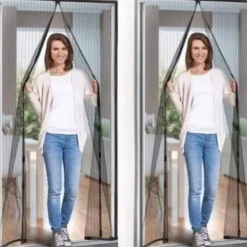 New Mobil o Teknik 2-Pack Myggnät för dörr med magnetstängning. 210cm x 100cm Svart