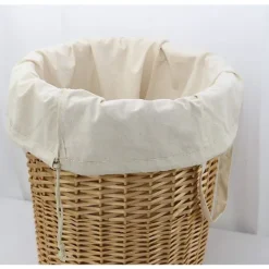 Outlet 2-pack naturliga bomullslinne tvättpåsar med bärhandtag och dragskostängning, maskintvättbara för tvättkorg eller korgar