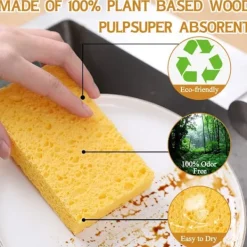 Clearance (10-pack) Naturliga Disksvampar, Återanvändbara Tvättsvampar - Komprimerad Trämassa Disksvamp Torkare Repfri