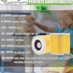 Outlet 2-pack patronfilter för Wd3 Premium Wd2 Wd3 Wd3p Wd3 Mv2 Mv3 filter Wd3 ersättningsfilter för Krcher dammsugare 6.414-552.0/6414552-a