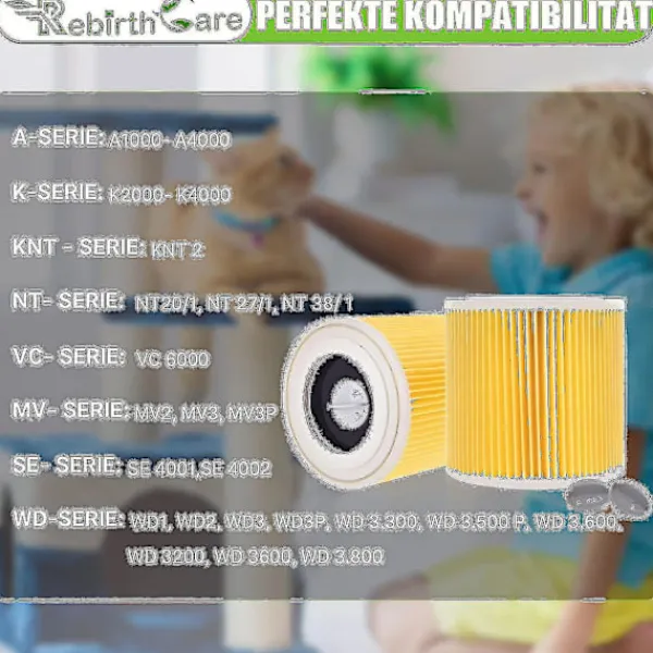 Sale 2-pack patronfilter för Wd3 Premium Wd2 Wd3 Wd3p Wd3 Mv2 Mv3 filter Wd3 ersättningsfilter för Kärcher dammsugare 6.414-552.0/6414552-a-XF28-