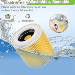 Sale 2-pack patronfilter för Wd3 Premium Wd2 Wd3 Wd3p Wd3 Mv2 Mv3 filter Wd3 ersättningsfilter för Kärcher dammsugare 6.414-552.0/6414552-a-XF28-