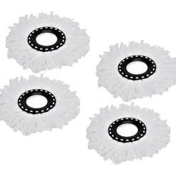 Clearance 4-pack premium ersättningsmopphuvuden för 360° roterbar rund Magic Mop mikrofiber vit