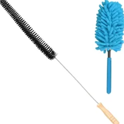 Hot 2-pack Radiatorborste Set Radiatorrengöring Värmeelementrengörare Med Trähandtag