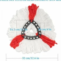 Online 3-pack (röd) av påfyllningsmopphuvud kompatibelt med Vileda-mopphuvud/Turbo-kompatibelt Vileda 2-i-1-mopp Turbo4 -