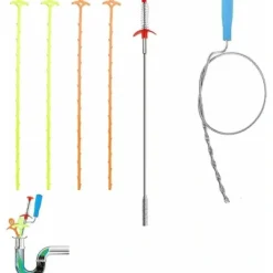 Best Heta säljare 6-pack rengörare för igensatta handfat, igensatt avlopp, hårfångare rengöringsverktyg för att rensa rör i kök, badrum, badkar, toalett.-Glad