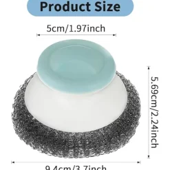 Online 2-pack rostfria stålborstar med handtag, stålullsborstar för rengöring av disk, kraftiga rengöringsmedel för kastruller, stekpannor, grillar