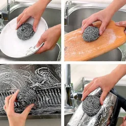 Clearance 6-pack rostfria svampar, skrubb- och skurplattor, stålulls-skrubbare för kök, badrum och mer