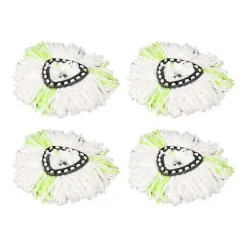 4-pack Snurrmopp Ersättningshuvud Triangel Återanvändbar Mikrofiber Roterande Mopphuvud för Golvrengöring Grön 4 st