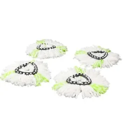 4-pack Snurrmopp Ersättningshuvud Triangel Återanvändbar Mikrofiber Roterande Mopphuvud för Golvrengöring Grön 4 st