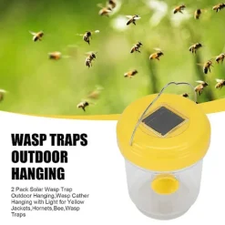 Online 2-pack Solcellsdriven getingfälla för utomhusbruk, getingfångare med ljus för bålgetingar, getingar, bin