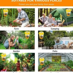 Outlet 3-pack Solcellsdrivna getingfällor för utomhusbruk, hängande snickarbi-fällor [BR] Yellow Ink Green YellowInk Green