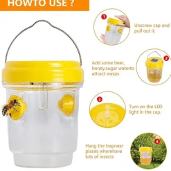 Outlet 3-pack Solcellsdrivna getingfällor för utomhusbruk, hängande snickarbi-fällor [BR] Yellow Ink Green YellowInk Green