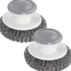 Online 2-pack Stålullsskrubbare med Handtag, Rostfri Stålullsskrubb för Rengöring av Gjutjärn, Disk, Grytor, Kastruller, Stekbord, Grillar