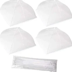 Outlet 4-pack Stora och Starka Pop Up Mesh Skärm Mat Skydd Tält, Återanvändbara och Hopfällbara Utomhus Mat Skydd, Mat Beskyddare Tält Håll Flugor och Insekter Ute | Fyndiq White