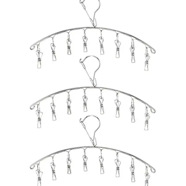 Outlet 3-pack strumptorkar tvättställ torkställning inomhus utomhus dropphängare med 10 klämmor för torkning av handdukar, blöjor