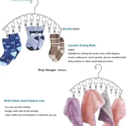Outlet 3-pack strumptorkar tvättställ torkställning inomhus utomhus dropphängare med 10 klämmor för torkning av handdukar, blöjor