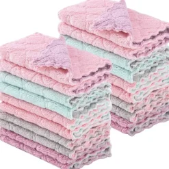 Discount 20-pack superabsorberande kökshanddukar i högkvalitativ korallfleece, slumpmässig färg—yux