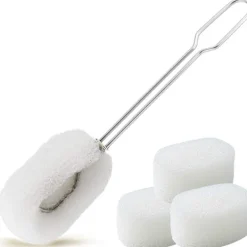Best 4-pack Svampflaskdiskborste med handtag, repfri tvättskrubber för vin-/whiskeyglas, koppar, tumblers med 3 påfyllningshuvuden