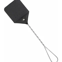 Best 2-pack svart flugsmälla i läder, flugsmälla med metallhandtag för att krossa flugor, myggor