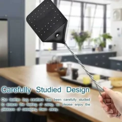 Best 2-pack svart flugsmälla i läder, flugsmälla med metallhandtag för att krossa flugor, myggor