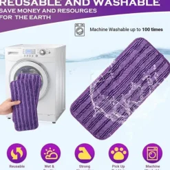 Hot ECLshop 6-pack Återanvändbara våtservetter för Swiffer WetJet, Mikrofibermoppdynor, Ersättningsduk för Swiffer Wet Jet Spray Mop purple
