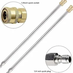 Online 2-pack trycktvättförlängningsstav, verktyg för rengöring av hängrännor, teleskopisk ersättningslans, munstycken för fönsterrengöring KLB