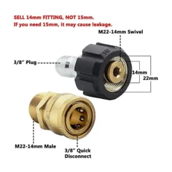 Clearance 8-pack Trycktvättsadapterset, Snabbkopplingssats, M22 Swivel till 3/8 tum Snabbkoppling 3/4 tum