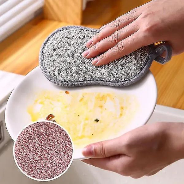 New 3-pack Tvättbara Disktrasor, Återanvändbar Disktrasor, Mikrofiber Skrubbtrasor, Antibakteriella Dubbla Självhäftande Svampplattor För Rengöring