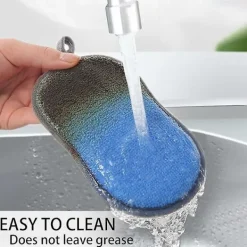New 6-pack tvättbara och återanvändbara disktrasor, mikrofiberskrubbsvampar, disk- och kökssvampar Dubbelsidig skrapande borste, blå,