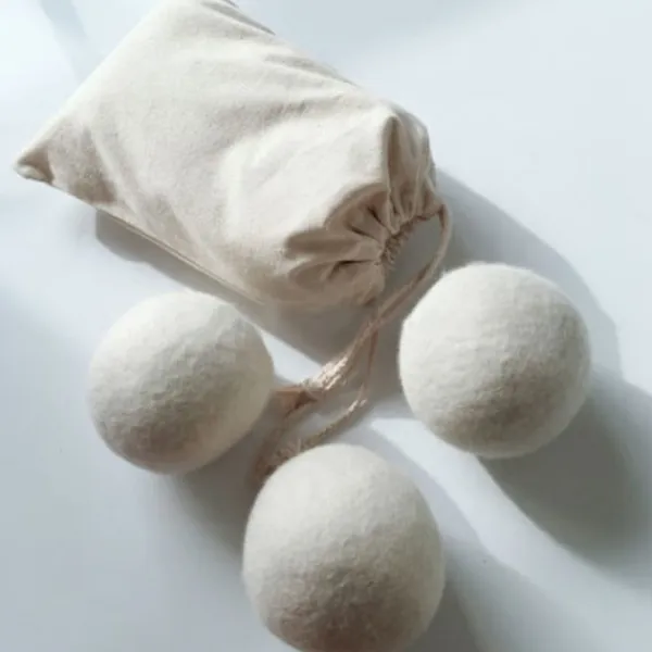 Outlet 6-pack ull torkbollar, organiskt naturligt ull för tvätt, mjukgörande tyg - antistatisk, luddfri, luktfri och återanvändbar