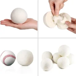 Outlet 6-pack ull torkbollar, organiskt naturligt ull för tvätt, mjukgörande tyg - antistatisk, luddfri, luktfri och återanvändbar