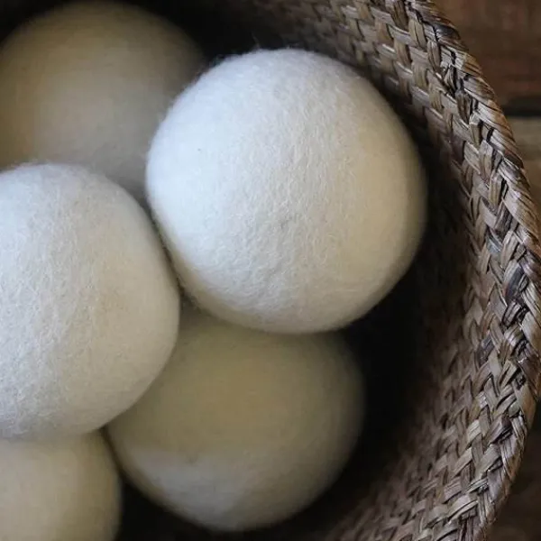 Outlet 6-pack ull torkbollar, organiskt naturligt ull för tvätt, mjukgörande tyg - antistatisk, luddfri, luktfri och återanvändbar