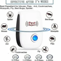 Outlet 6-pack ultraljudsskadedjursbekämpning elektronisk avvisare myggmössråtta avvisa insekter kackerlacka myra spindel loppdödare (US/UK/EU/AU-kontakt)
