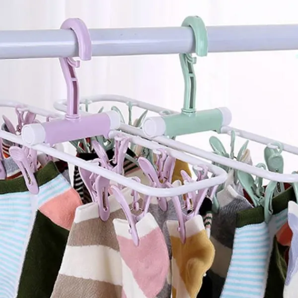 Sale 2-pack vindtäta klädstreck underkläder hängare resehängare hopfällbar hängare för strumpor underkläder och kläder