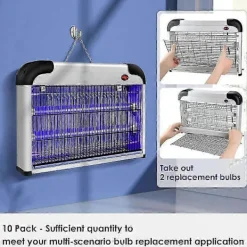 Sale 10-pack 10W Insektsdödarlampor, T8 F10W 33 cm Ersättningsrör för Elektriska Insektsdödare Inomhus