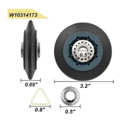 Best DAO 4-pack W10314173 Torktrummarulle Ersättning för Torktumlare Kompatibel med WPW10314173 Rulldyna [DB] Black Blue BlackBlue