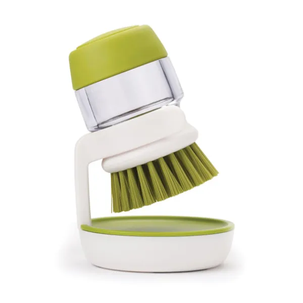 Palm Scrub Återfyllningsbar Tvålutmatande Rengörings Diskborste med Förvaringsställ green