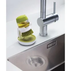 Palm Scrub Återfyllningsbar Tvålutmatande Rengörings Diskborste med Förvaringsställ green