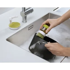 Palm Scrub Återfyllningsbar Tvålutmatande Rengörings Diskborste med Förvaringsställ green