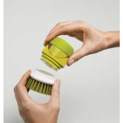 Palm Scrub Återfyllningsbar Tvålutmatande Rengörings Diskborste med Förvaringsställ green
