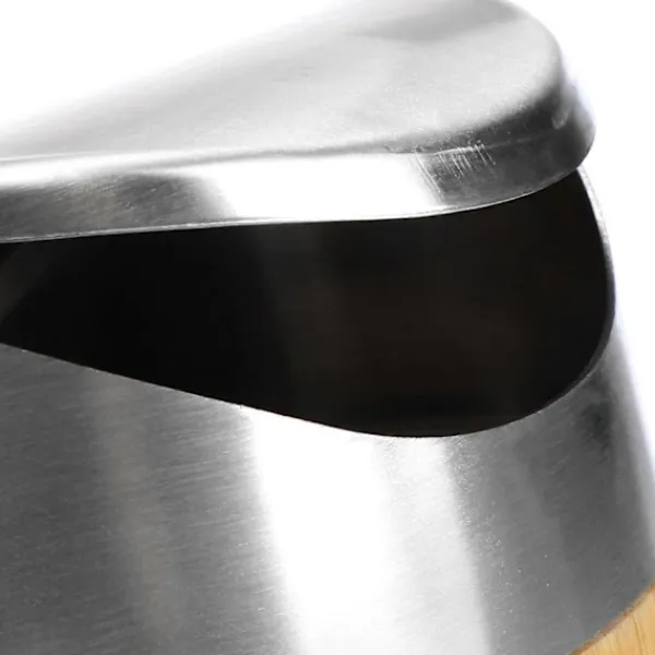 New Papperskorg med svänglock - Bambu Bordskorg med lock i rostfritt stål - Kompakt sminkväska för badrum (1 st - Ljusbrun - Bambu)